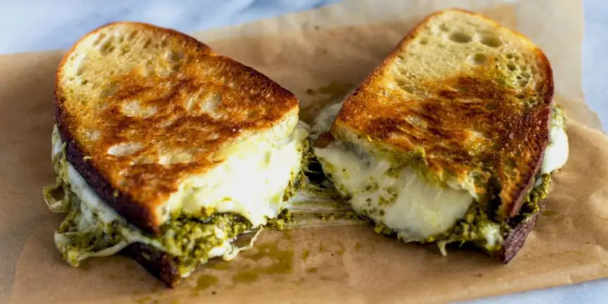 Baked & Grilled Cheese Pesto Sandwich Recipe