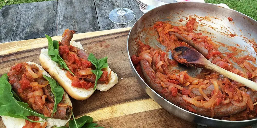 Gourmet Sausage Sandwich with Spicy Tomato Sauce